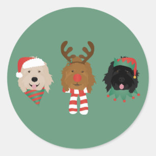 Weihnachten Goldendoodle Hunde Runder Aufkleber