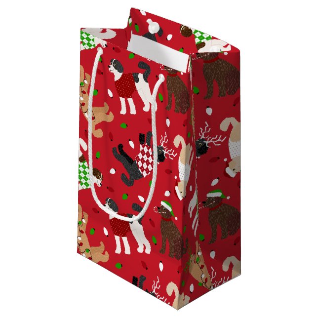Weihnachten Goldendoodle Labradoodle Kleine Geschenktüte (Vorderseite Schrägansicht)