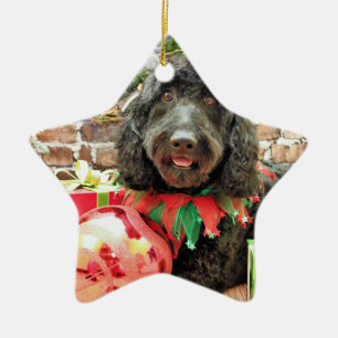 Weihnachten - GoldenDoodle - Perlen-Stau Keramik Ornament