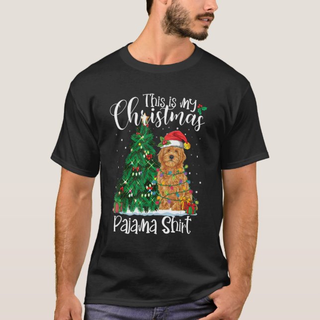 Weihnachten Goldendoodle Rentier Pajama Dog Xmas T-Shirt (Vorderseite)