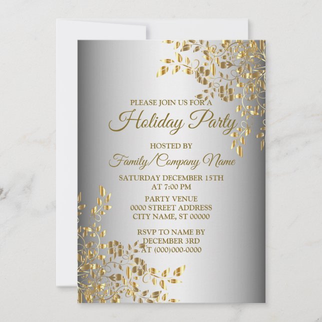 Weihnachten Goldene Blume Party Einladung (Vorderseite)