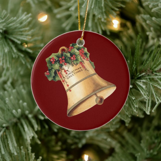 Weihnachten Goldene Glocken, Weihnachtsgrüße Keramikornament (Baum)