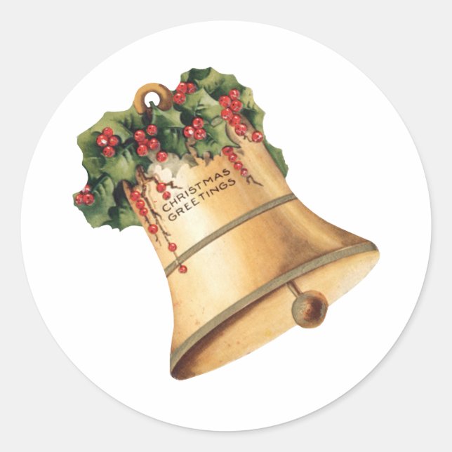 Weihnachten Goldene Glocken, Weihnachtsgrüße Runder Aufkleber (Vorderseite)
