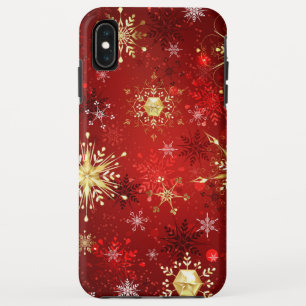 Weihnachten Goldene Schneeflocken im roten Hinterg Case-Mate iPhone Hülle