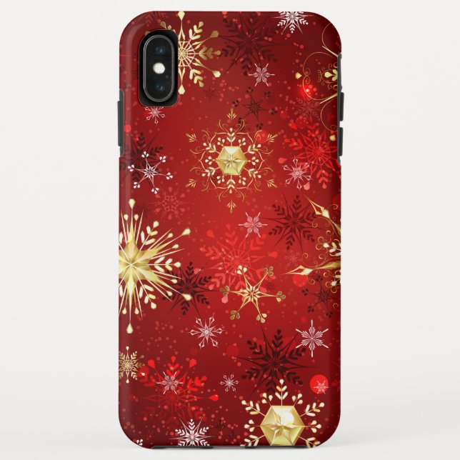 Weihnachten Goldene Schneeflocken im roten Hinterg Case-Mate iPhone Hülle (Rückseite)