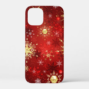 Weihnachten Goldene Schneeflocken im roten Hinterg Case-Mate iPhone Hülle