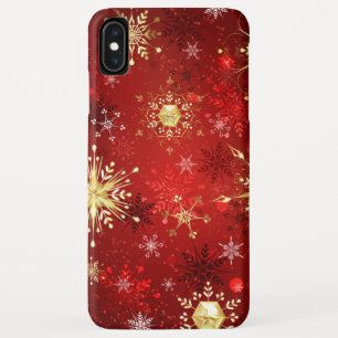 Weihnachten Goldene Schneeflocken im roten Hinterg Case-Mate iPhone Hülle