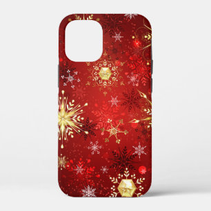Weihnachten Goldene Schneeflocken im roten Hinterg Case-Mate iPhone Hülle