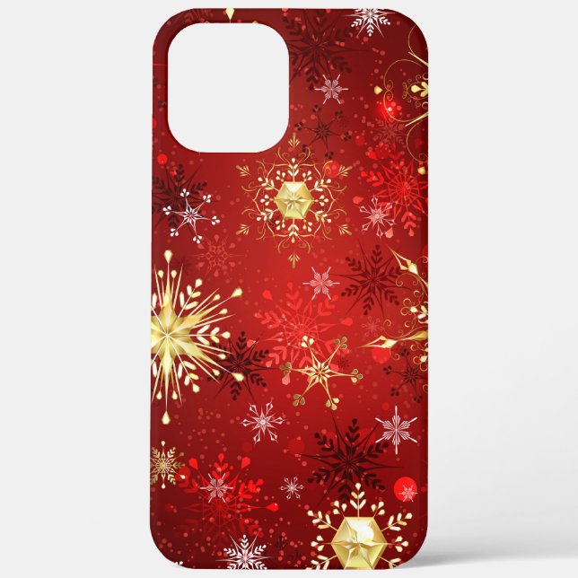 Weihnachten Goldene Schneeflocken im roten Hinterg Case-Mate iPhone Hülle (Rückseite)