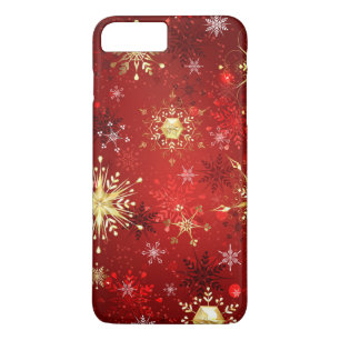 Weihnachten Goldene Schneeflocken im roten Hinterg Case-Mate iPhone Hülle