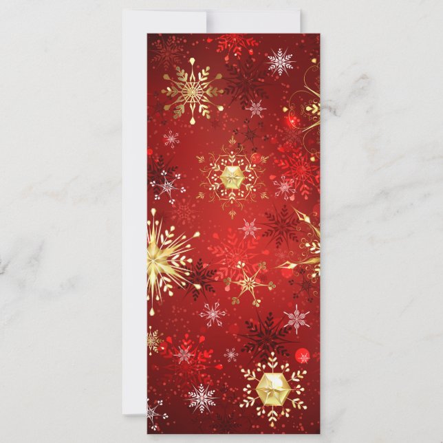 Weihnachten Goldene Schneeflocken im roten Hinterg Einladung (Vorderseite)