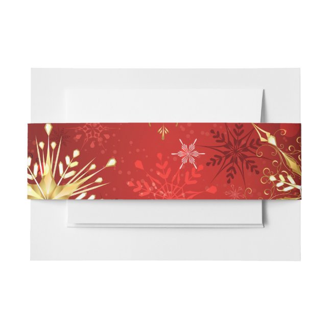 Weihnachten Goldene Schneeflocken im roten Hinterg Einladungsbanderole (Vorderseite Beispiel)