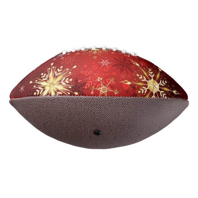 Weihnachten Goldene Schneeflocken im roten Hinterg Football (Gedreht 270)