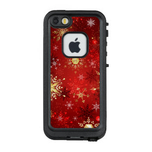 Weihnachten Goldene Schneeflocken im roten Hinterg LifeProof FRÄ’ iPhone SE/5/5s Hülle