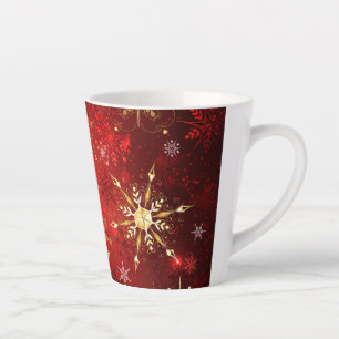 Weihnachten Goldene Schneeflocken im roten Hinterg Milchtasse