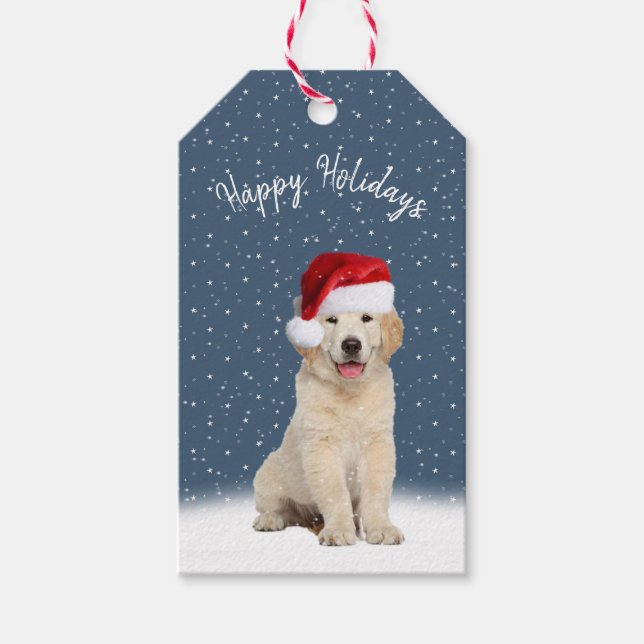 Weihnachten Goldener Retriever in Schneeflocken Gi Geschenkanhänger (Vorderseite)