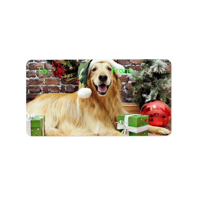 Weihnachten - Goldener Retriever - Kontur Adressaufkleber (Vorne)