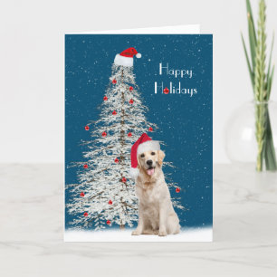 Weihnachten Goldener Retriever mit weißem Baum