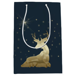 Weihnachten, Goldenes Hirsch und Schneeflocken Mittlere Geschenktüte