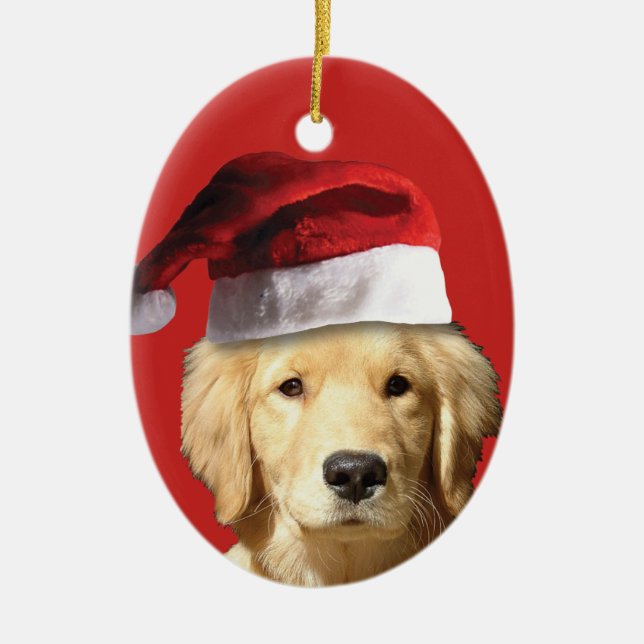 Weihnachten goldenes Retriver Keramik Ornament (Vorne)
