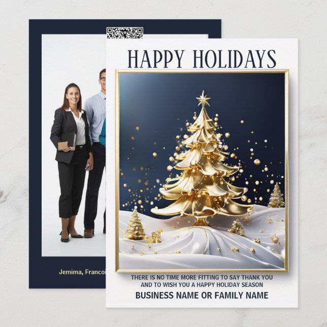 Weihnachten Goldweiße Luxusbaum Foto qr (Vorne/Hinten)