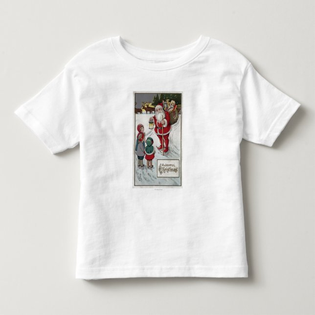 Weihnachten GreetingSanta, das mit Kindern spricht Kleinkind T-shirt (Vorderseite)