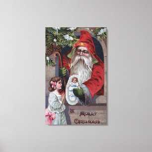 Weihnachten GreetingSanta, das Puppe gibt Leinwanddruck
