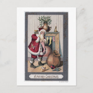 Weihnachten GreetingSanta, das Strümpfe anfüllt