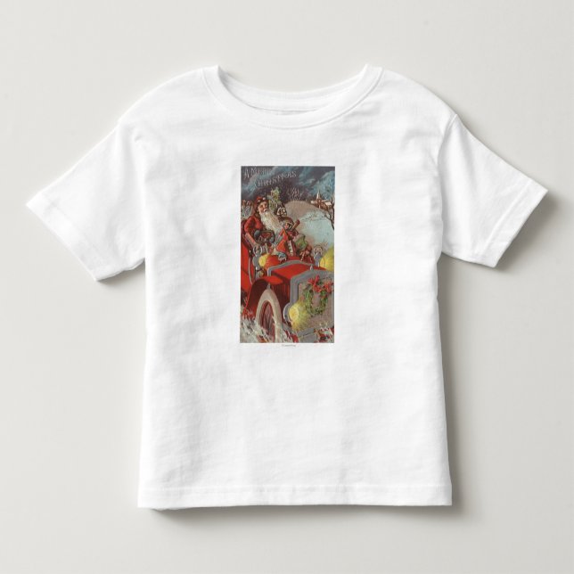 Weihnachten GreetingSanta im Auto Kleinkind T-shirt (Vorderseite)
