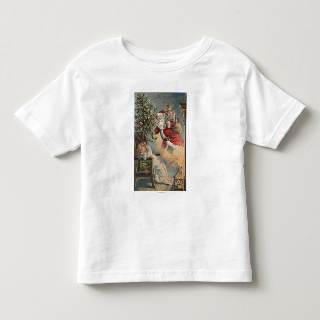 Weihnachten GreetingSanta mit Baum und Geschenken Kleinkind T-shirt (Vorderseite)