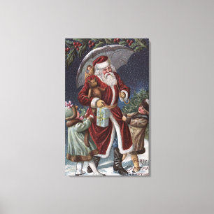 Weihnachten GreetingSanta mit Regenschirm Leinwanddruck
