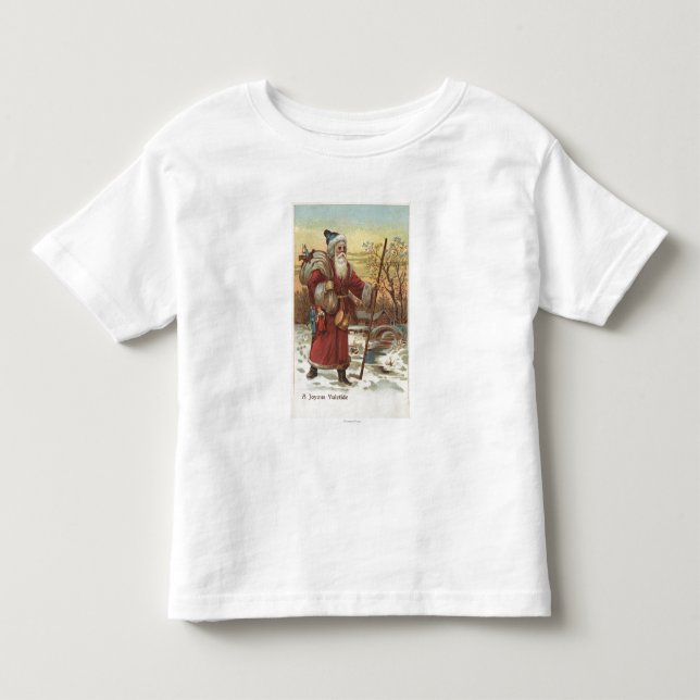 Weihnachten GreetingSanta mit Spazierstock Kleinkind T-shirt (Vorderseite)