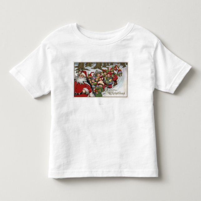 Weihnachten GreetingSanta und Helfer Kleinkind T-shirt (Vorderseite)