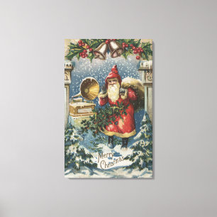 Weihnachten GreetingSanta und Rekordspieler Leinwanddruck