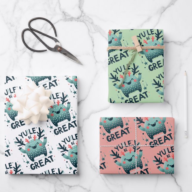 Weihnachten Große niedliche Weihnachtswrapping Pap Geschenkpapier Set (Vorderseite)