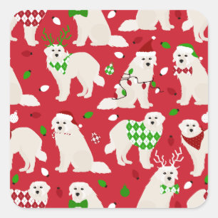 Weihnachten Große Pyrenäen Dogs Square Sticker