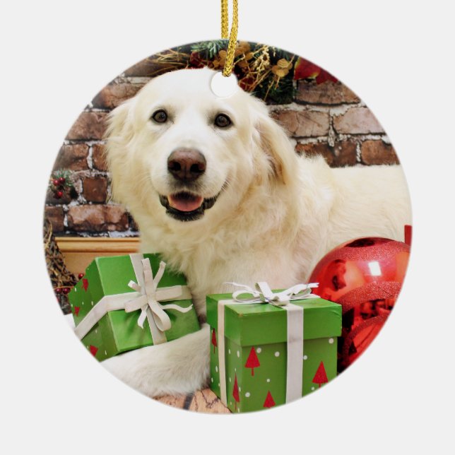 Weihnachten - große Pyrenäen Labrador X - Ginny Keramik Ornament (Vorne)