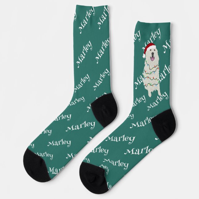 Weihnachten Große Pyrenäen Socken (Linkes Detail)