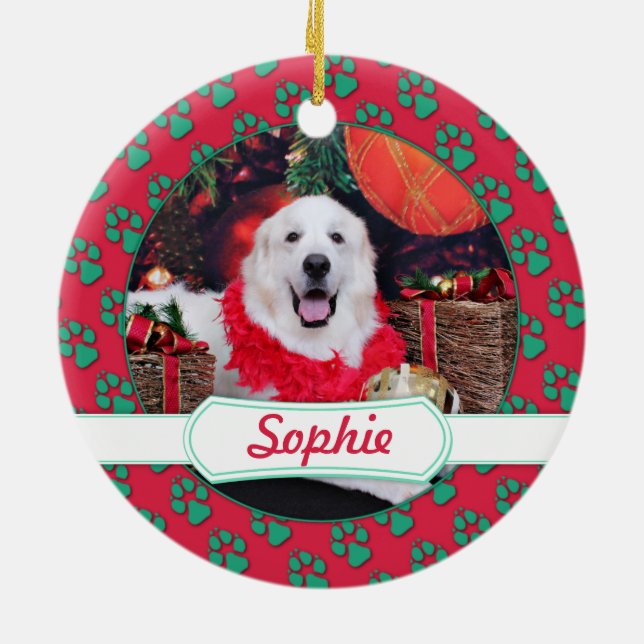 Weihnachten - große Pyrenäen - Sophie Keramikornament (Hinten)