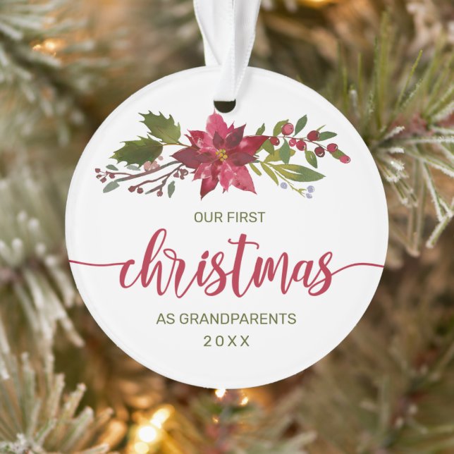 Weihnachten Großeltern Foto Aquarellfarben Ornament (Baum)