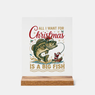 Weihnachten Großer Fisch Barsch Weihnachtsmann Boo Acrylschild