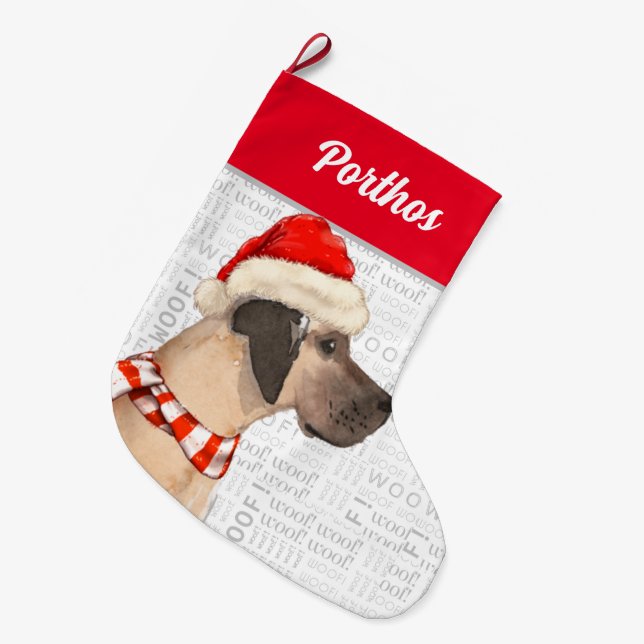 Weihnachten Großes Ding mit Hundes Namen Großer Weihnachtsstrumpf (Vorderansicht (hängend))