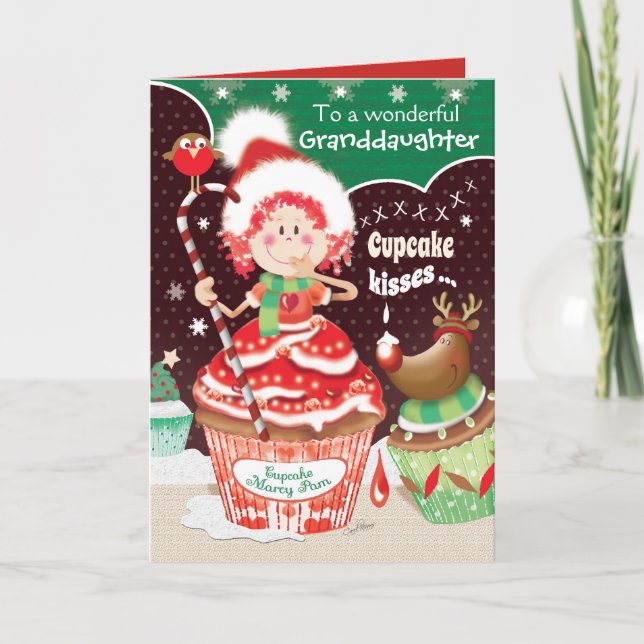 Weihnachten, Großtochter, Cupcake Marcy Pam Karte (Vorderseite)