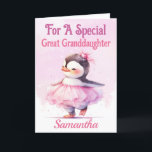 Weihnachten Großtochter Penguin Ballerina<br><div class="desc">Eine niedliche Weihnachtskarte für eine ganz besondere Großtochter. Design eines Pinguins, gekleidet als Ballerina in einem rosa Tutu mit einem blassrosa und weißem Schneehintergrund. Alle Texte können bei Bedarf geändert werden. Angepasst durch Änderung des Titels und wer für dann personalisieren mit einem Namen und Insider-Nachricht. Auch gut für eine Tochter,...</div>