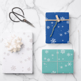 Weihnachten Grün Blau Weiße Schneeflocke Geschenkpapier Set