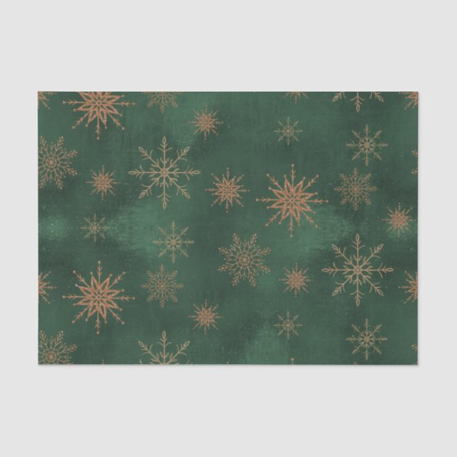 Weihnachten Grün Eleganter Gold Glitzer Schneefloc Seidenpapier (Vorderseite)