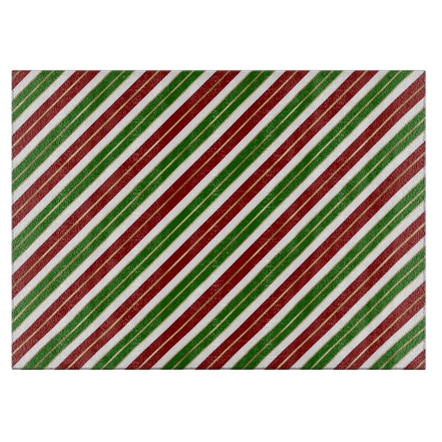 Weihnachten - Grün, Rot & Gold Fohlen - Streifen Schneidebrett (Vorderseite)