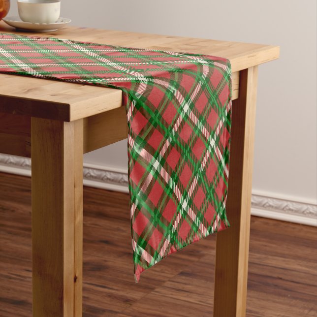 Weihnachten Grün, Rot, Kariertes Tartan-Muster Mittelgroßer Tischläufer (Beispiel)