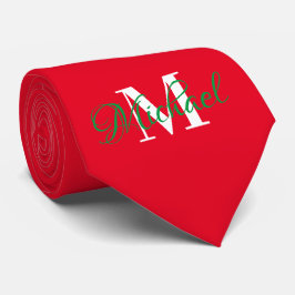 Weihnachten Grün & Rot Monogrammiert Necktie Krawatte