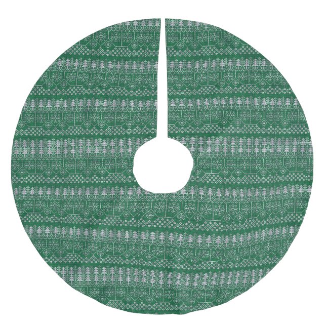 Weihnachten Grün Silber Moderne Ferien Polyester Weihnachtsbaumdecke (Vorderseite)
